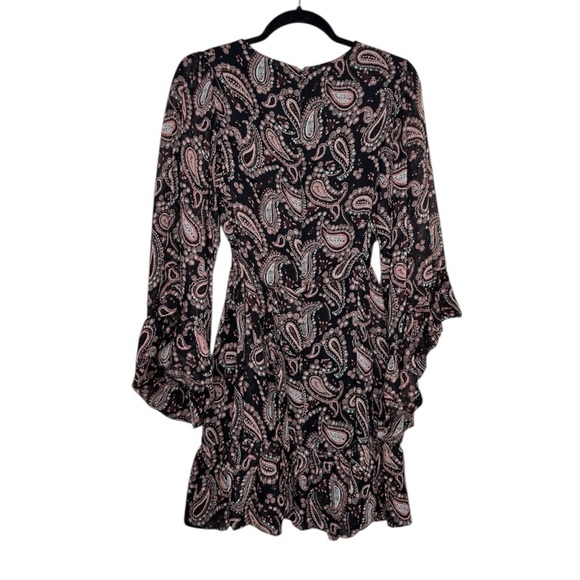 Betsey Johnson womens 8 midi bambi bell sleeves paisley print dress witchy vamp - Picture 3 of 12
